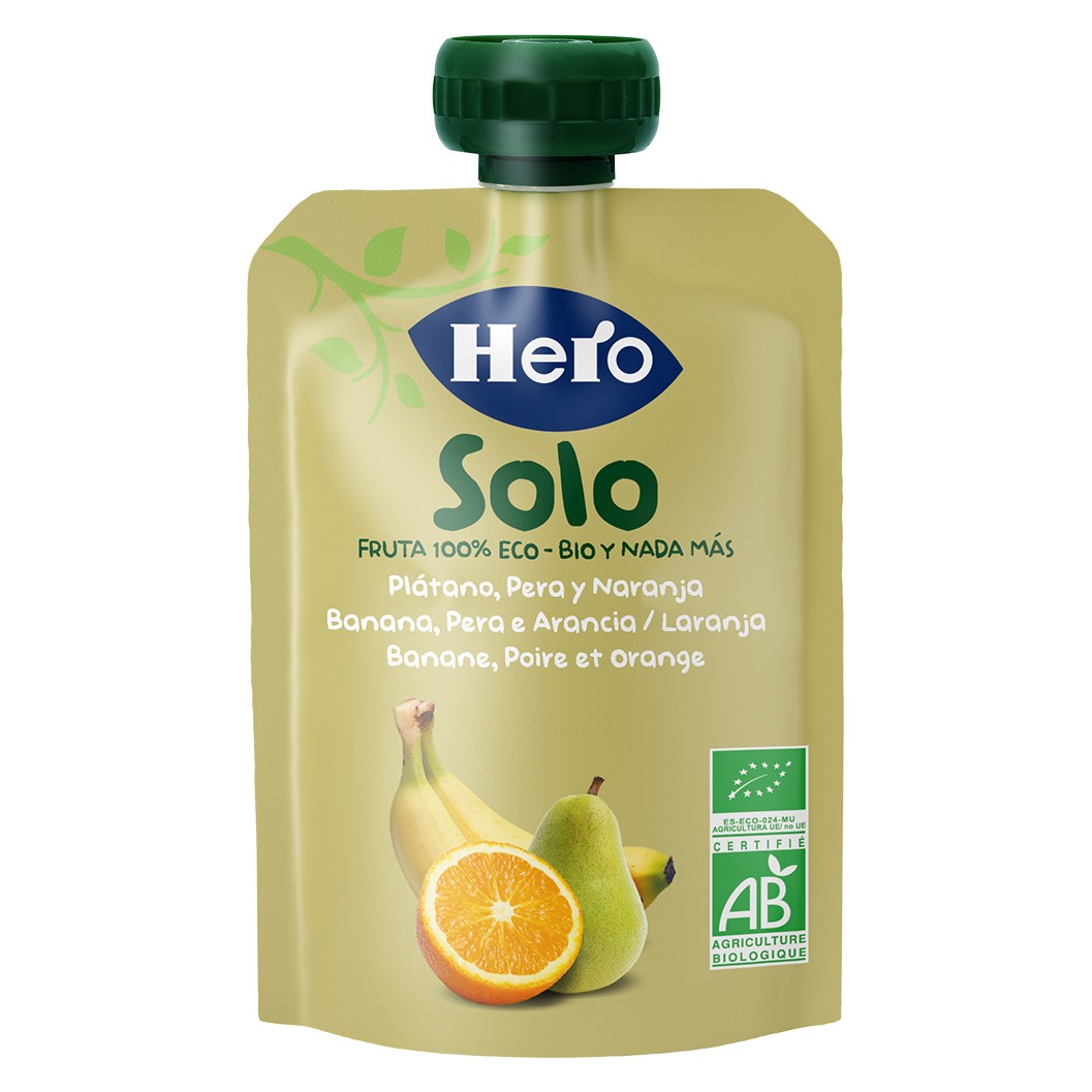 Imagen de Hero Baby Solo ecológico plátano pera y naranja bolsa 100g