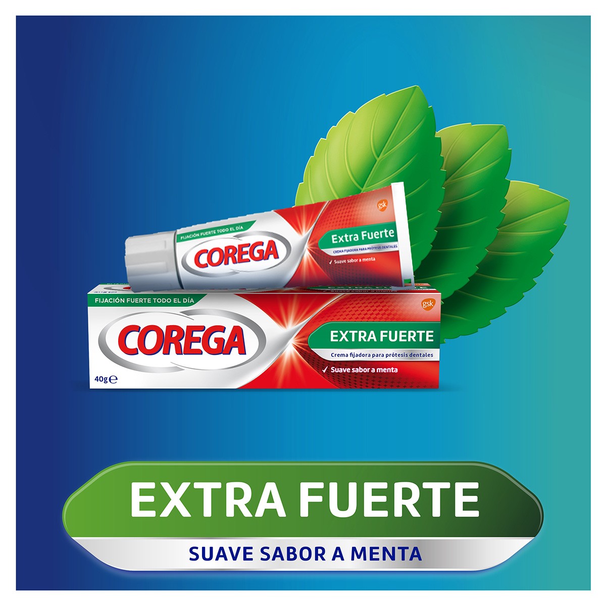 Imagen de Corega Extra Fuerte crema fijadora para prótesis dentales 70g